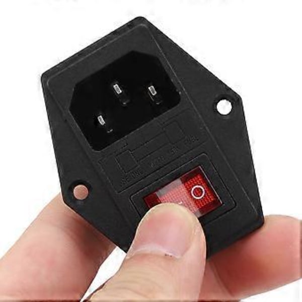 3 stk. AC Strømstik Kontakt 4 Ben med Lys Indbygget Sikring 3D Printer Tilbehør