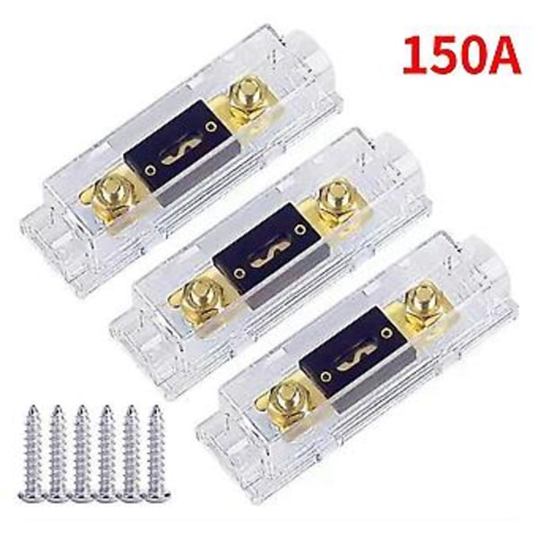 3 stk. ANL sikringsholder Bolt-on sikring Bil sikringsholdere Smeltesikring med sikring 150a sikringer Amp