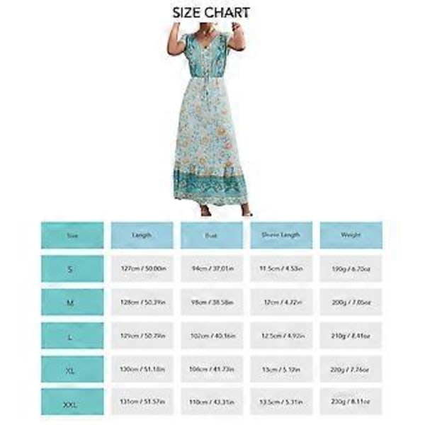 Plus Size Grøn V-Hals Blomsterprint Kjole - Elegant Knaplukning Kortærmet Sommerbeklædning, XXL
