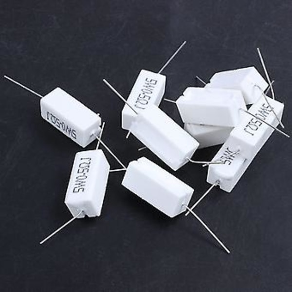 10 stk. Aksial Keramisk Cement Eller 0,5 Ohm 5w
