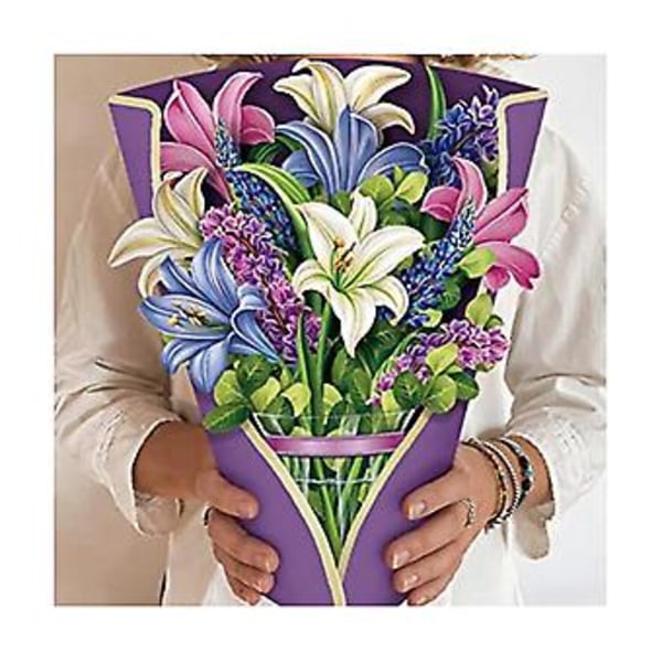 Pop-up S, Blomsterbukett i 3D-popup-stil med konvolutt