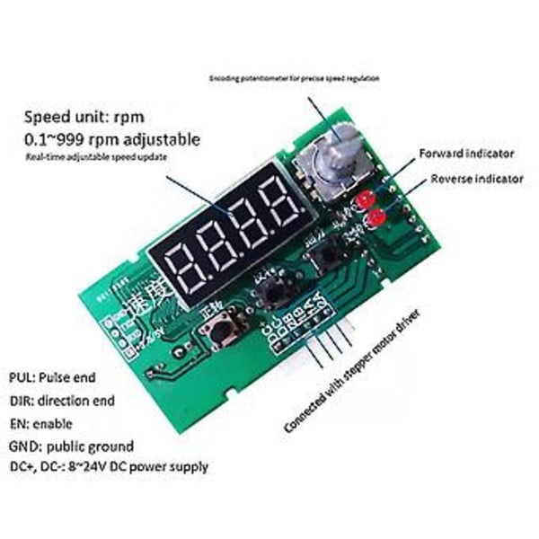 Stepper Motor Driver Kontrollkort Reversering/puls/hastighetsregulering/modul/hastighetsvisning