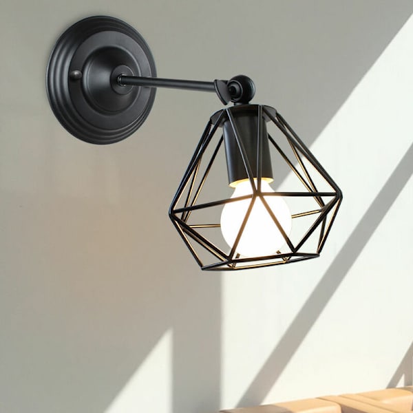 Retro vegglampe roterbar vegglampe svart metallbur vegglampe skygge for kjøkkenøy bar kafé