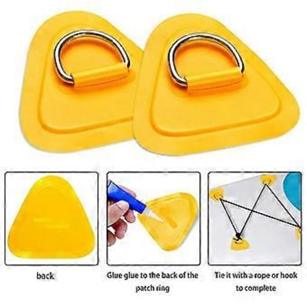 6 stk. D-ring patch for oppblåsbar båt kajakk jolle SUP, D-ring PVC patch Stand-Up Paddleboard kano rafting hvit