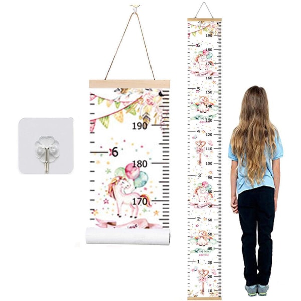 Growth Chart for Kids, Height Chart for Kids/Boys/Girls/Baby, Canvas & Wooden, Removable Growth Height Chart, Wall Room Decor-DJS