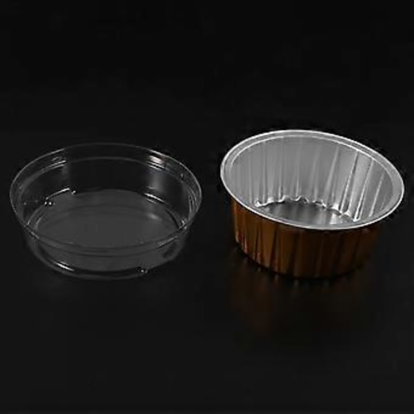 100 stk. engangs bageforme i aluminiumsfolie Creme Brulee Dessert Oval Form Muffinforme med låg Kage Æg Værktøj