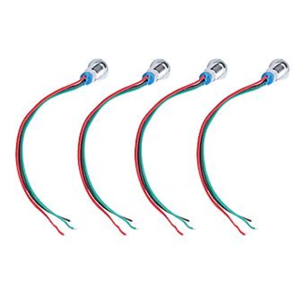4 Set LED Indikatorlampa Gemensam Katod Lampa Industriella Kontrollkomponenter 8mm 110‑220VRöd och Grön
