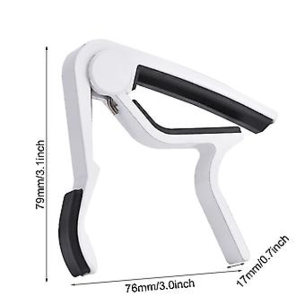 Bærbar Hurtigskift Tune Clamp Håndholdt Tuner Capo for Akustisk Gitar Hvit