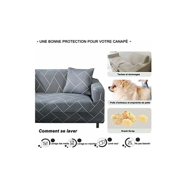 L-formad stretch hörn soffa överdrag, 3 sits soffa överdrag elastisk polyester möbelskydd, soffa överdrag med skumrullar och 2 örngott