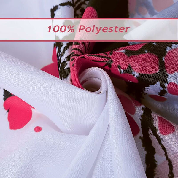 Bruseforhæng Rød Kirsebær Blomster Badeforhæng Polyester Stof 180x180cm Vandtæt Mugbestandig