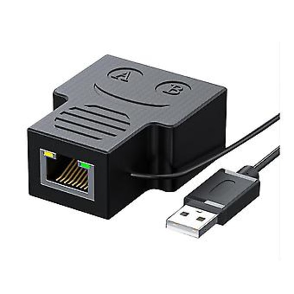 Etet Splitter 1 Til 2 Rj45 Adapter Internett Samtidig, USB Til Dobbel- Fe Rj45 Po