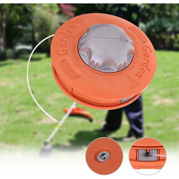 Strimmer Head Universal M10 Alumiini Nylon Ruoholeikkuri Harja Nurmikon Pihan Leikkuri 2 Linjaa Trimmeri Ruoho Rikkakasvit (Oranssi)