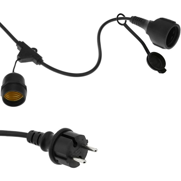 Garland 10 bulbs for outdoor with E27 cap IP44 power cord 10m extendable