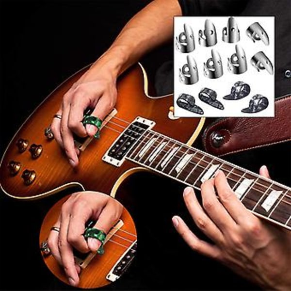 6 Par Tum- och Fingerplektrum Bäst för Fingerstyle Akustisk Gitarr, Banjo