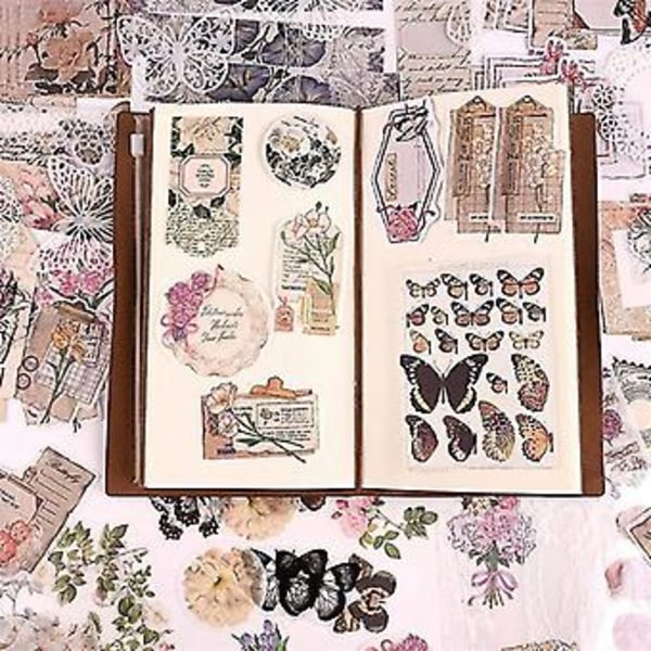 260 kpl Vinta Scra -tarrapakkaus, DIY Retro Journaling -tarra-setti, Scrapb