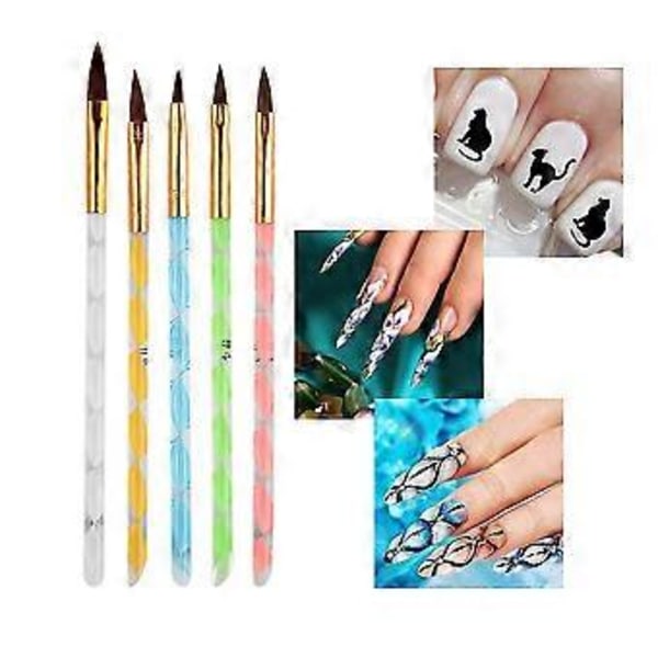 5 st Nagelkonstpenna 3d Kristallblomma Byggare Skulptering Diy Ritborste Manikyr Tips Salong Set Nagel Dotting Verktyg Punktmålning