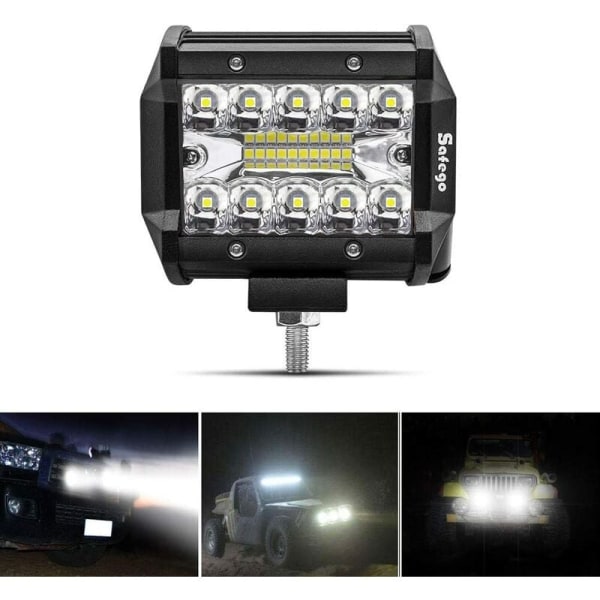 4 60W LED-projektør arbejdslys LED-bjælke forlygte 10800LM, vandtæt IP67, tågelygter til bil Off Road traktor lastbil SUV ATV båd 12V 24V dagslys