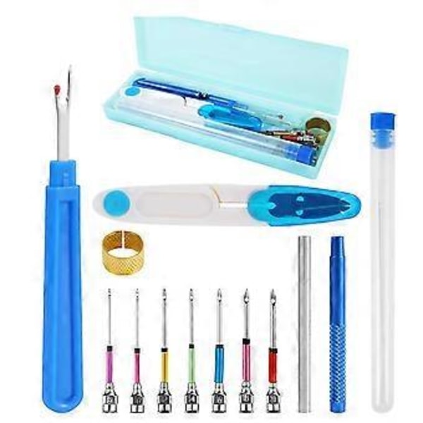 14 stk. Punch Needle Kit, Justerbart Punch Needle Værktøj med 7 Størrelser Punch Needle Hoveder Sykunst Nåleværktøj til Voksne