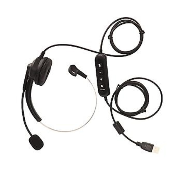 USB Business Headset Brusreducering Enkelsidig Hörlur Stödjer Samtal Högtalarvolymjustering Mikrofon Ljudavstängning