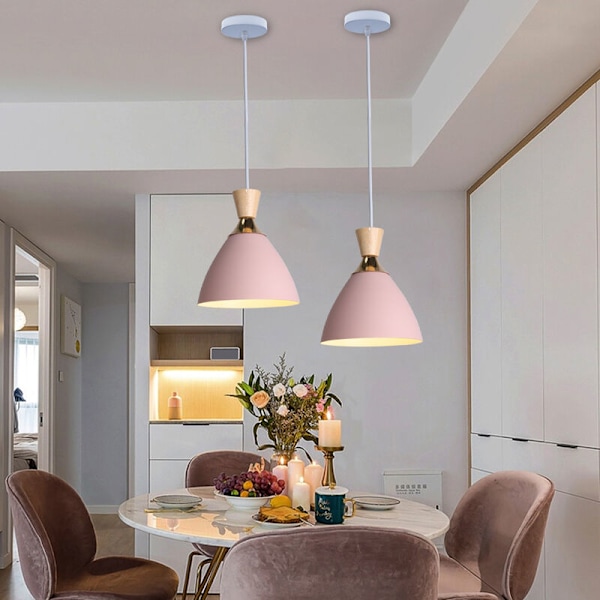 Moderne pendellampe innendørs lysekrone justerbar hengende taklampe rosa