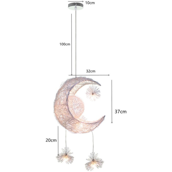 LED-takljus Fairy Moon hänglampa Bra present till barnvän - varmt vitt ljus