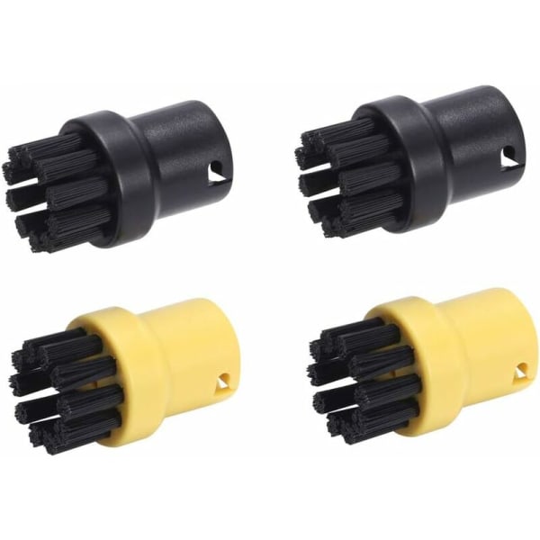 Rundt messingtrådbørstesett for Karcher SC1 SC2 CTK10 CTK20SC3 SC4 SC5 damprenser (2 svarte, 2 gule)