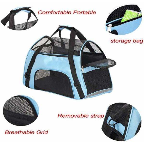 Hundtransportväska Katttransportväska Biltransportväska för husdjur 52 x 27 x 32 cm (Blå)-Fei Yu