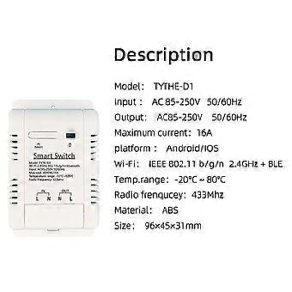 Termostat Graffiti WIFI Smart Temperatur På/Av-brytare Timer RF433 Fjärrkontroll Röststyrning Alexa Controller B