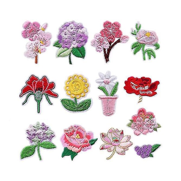Lotus Broderi Klær Klistremerker Tegneserie Zhangzai Rose Patch Klistremerker Solsikke Broderi Etikett 13stk/sett