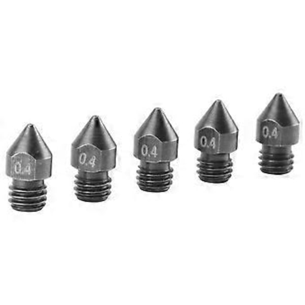 5 st/Lot 3D-skrivardelar MK8 Härdat Stål Munstycke 1,75 mm 0,4 mm för MK8 3 CR10 CR10S Hotend Kit