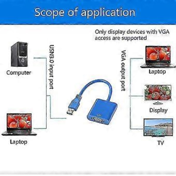 VGA-adapter Extern USB 3.0 till VGA Extern Grafikkabel Video Multi-skärm