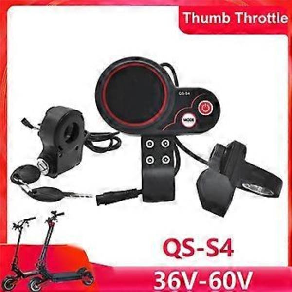 QS-S4 36V-60V Tommelfingergas LCD Display Kit+Tændingslås Nøgle til Zero 8 9 10 8X 10X Elektrisk Scooter 6PIN Display