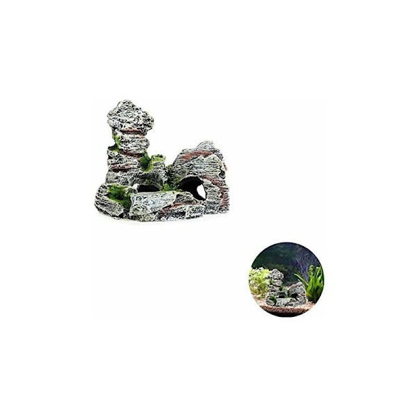 Akvariedekoration, Resin fiskeri akvarieornament, Polyresin Rock Cave Ornament Dekoration, Simulation til hjem akvarieornament, fisk T