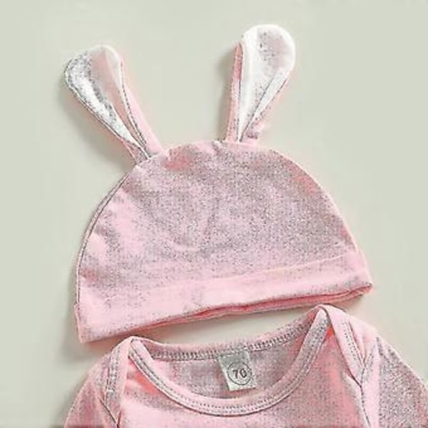 Nyfödd Baby Pojkar Flickor Min 1:a Första Påsk Kläder Set Outfit Långärmad Kanin Romper Topp Randiga Långbyxor 3D Kanin Öron Hatt Baby Påsk Present SHZN