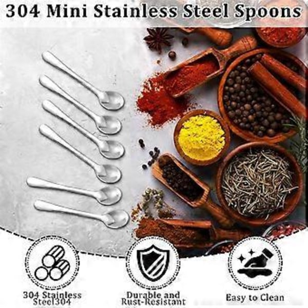 16 Pakke Mini Rustfrie Stål Skjeer for Krydderglass, Metallskjeer Små Rustfrie Stål Skjeer