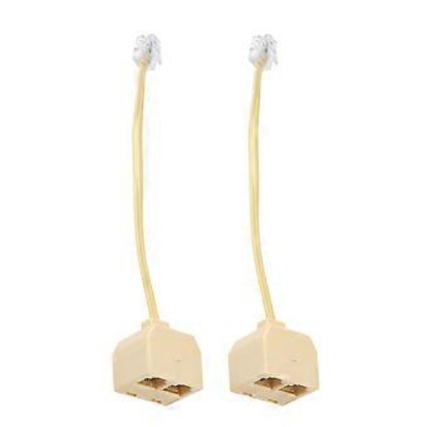 2 stk. 6p4c Rj11 Han til 2x Hun Splitter Telefon Stik Adapter