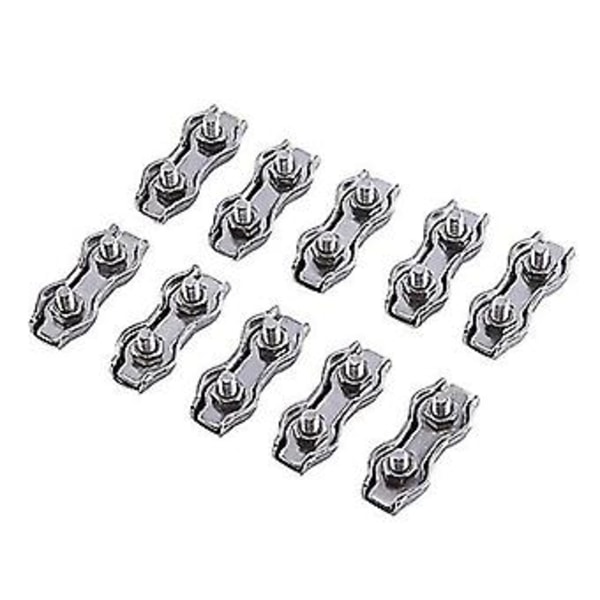 10st M3 Duplex Clips Vajerlås Rostfritt Stål Duplex Klammer 2-stolps Vajerlås Kabelklämma Segelklämma