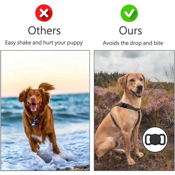 Airtag hundhalsbandshållare (2-pack) kompatibel med Apple Airtag katthalsbandshållare, husdjurshalsband Air Tag-hållare, GPS-tracker Air Tag-fodral