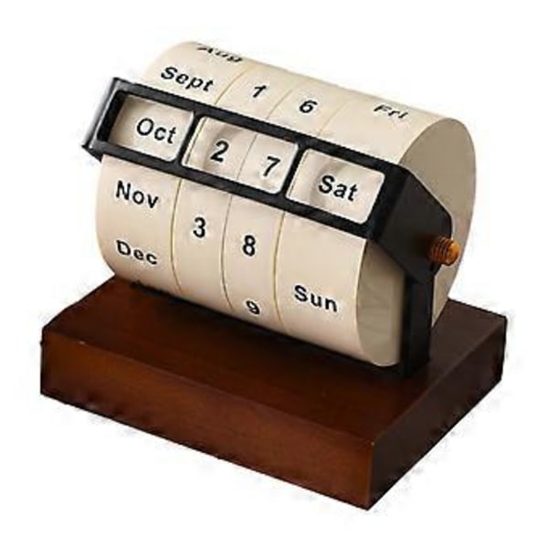 Kalender Træhjul Kalender Hjemmekontor Skrivebordspynt Datovisning Dekorativ Gave