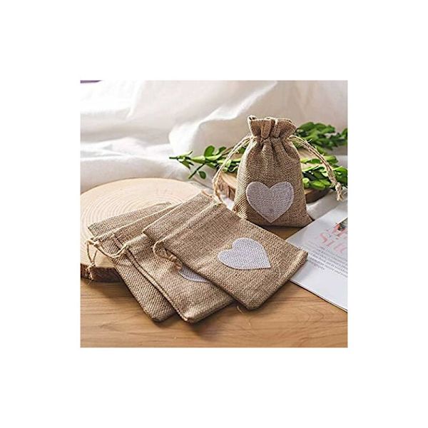 25 stk. jutesække, poser med snørelukning, lavet af jute, hessian gaveposer, gavepose, grov pose, til emballage, bryllup, jul, halloween