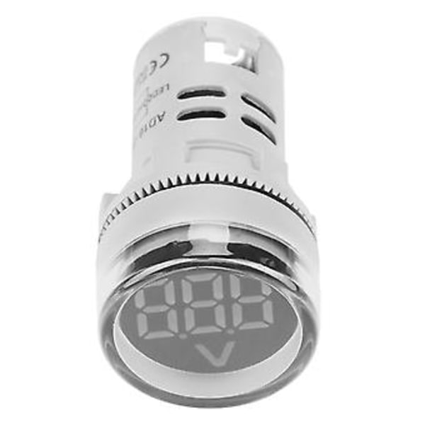 Rund LED Signallampe AC Digital Display Voltmeter Indikator (hvid)