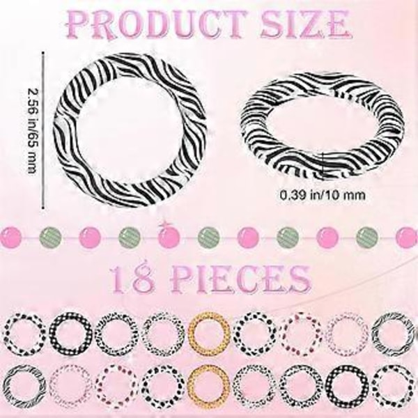 18 stk. Silikon Perle-O-ringer med Hull for Tråding, 65 mm Silikonperler Bulk Loop for Nøkkelring og DIY Halskjede
