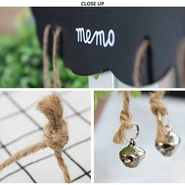 Mini Chalkboard, Kök Väggskiffer, 1 Stycke Köksskiffer, Tillverkad Av Hållbart Trä, Med Snöre Och Klockor, Dubbelsidig Skrivning, Suddgummi (33
