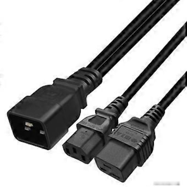 IEC 320 C20 til C13+C19 Strømkabel C20 Han til C13+C19 Y Splitter Adapter Forlænger Strømkabel til Computer Printer