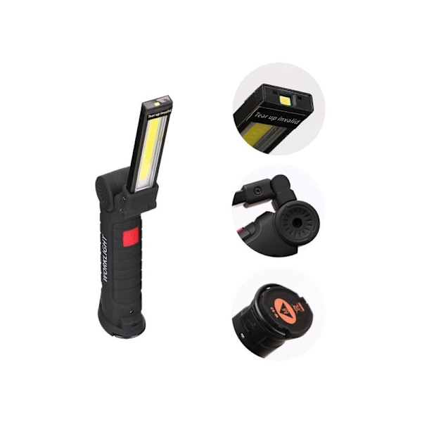 LED-ficklampa ficklampa USB uppladdningsbar LED magnetisk arbetslampa COB kroklykta för utomhuscamping bilreparation ljus liten