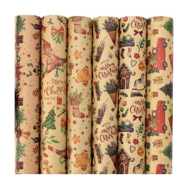 Julpapper för julklappar, 12 ark julpapper, kraftpapper för julklappar, återvunnet kraftpapper för julklappar 7