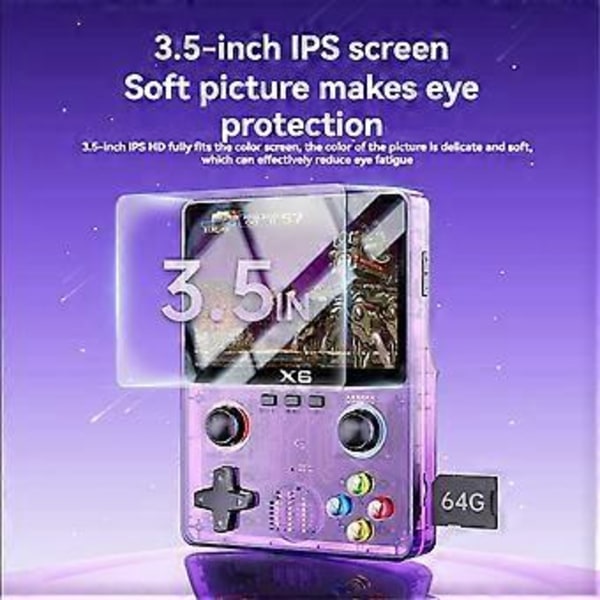 X6 Retro Spelkonsol 3,5 tum IPS-skärm Bärbar Handhållen Spelkonsol Retro Arkad Stödjer 11 Emulatorer Barnpresenter 32G A