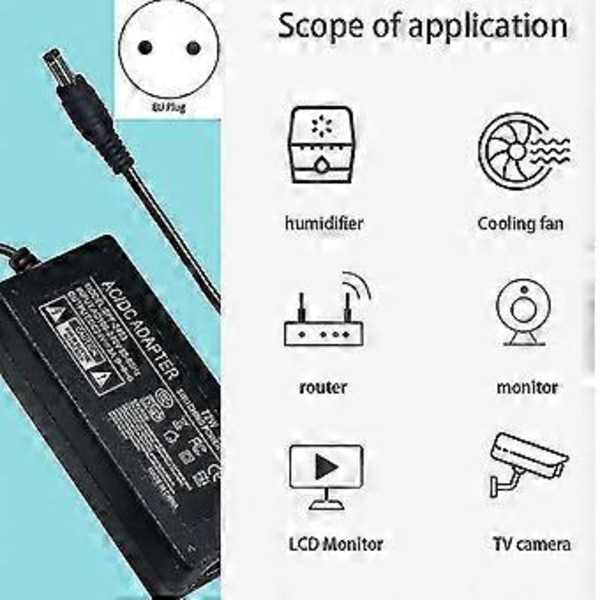 Alg EU Stik Universal DC5525 AC 100V-240V til DC 24V 3A Strømforsyning