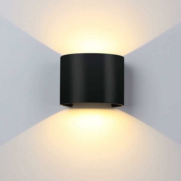 LED Vägglampa Modern Vägglampa Wall Up Down Lampa Varmvitt Ljus 10W Svart