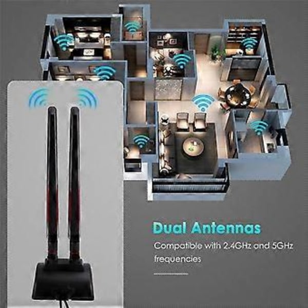 2.4GHz 5GHz Magnetisk Bas WiFi Antenn för Router Trådlöst Nätverkskort Dual-Band Antenn SMA Innerhål
